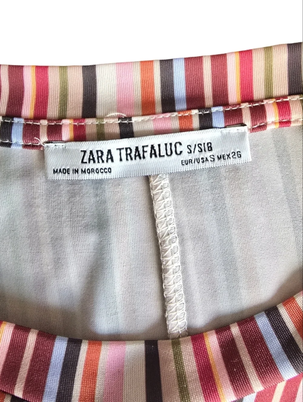 Zara Pink Multi-Stripe Long Sleeve Midi Dress - Picture 5 of 5